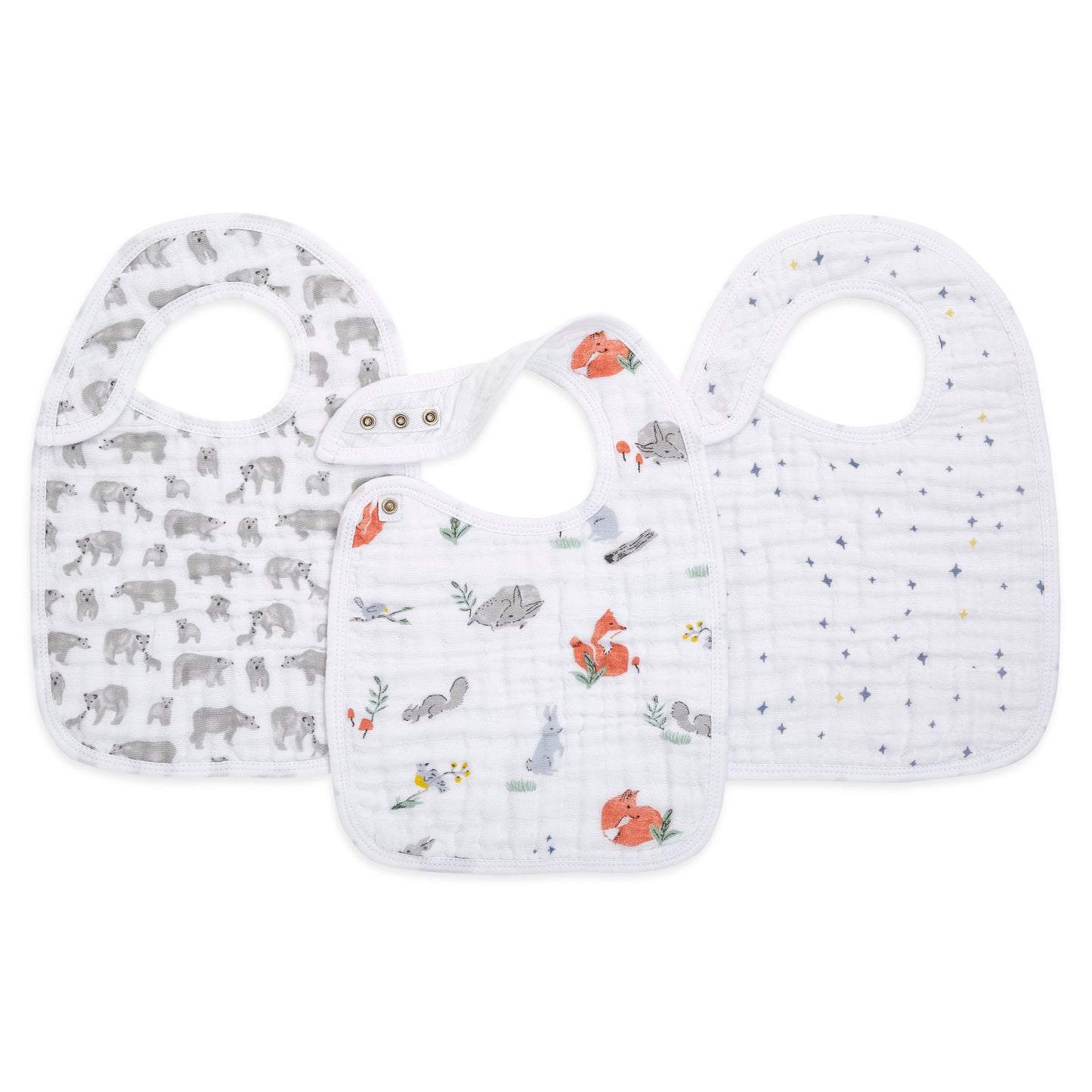 aden + anais naturally classic 3-pk snap bibs