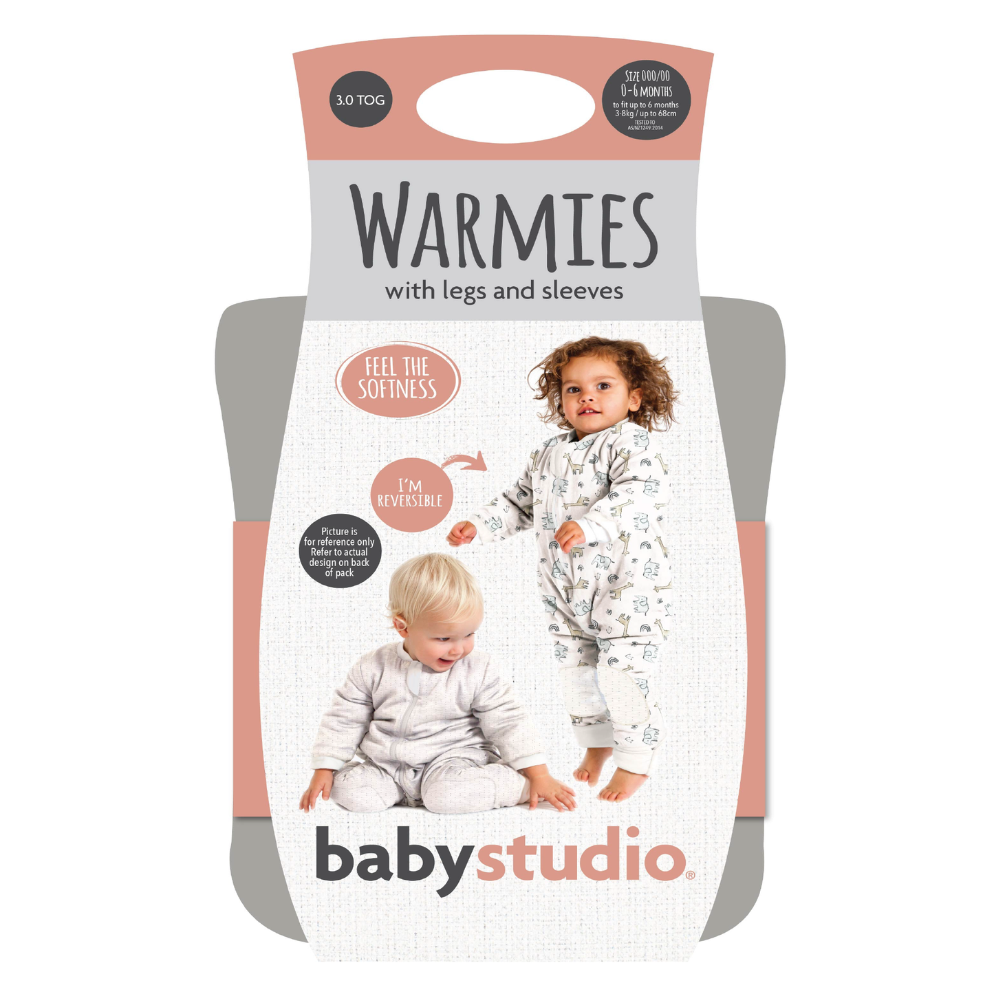 babystudio warmies cotton with arms and legs 3.0 TOG - Grey Marle/Grey Lines