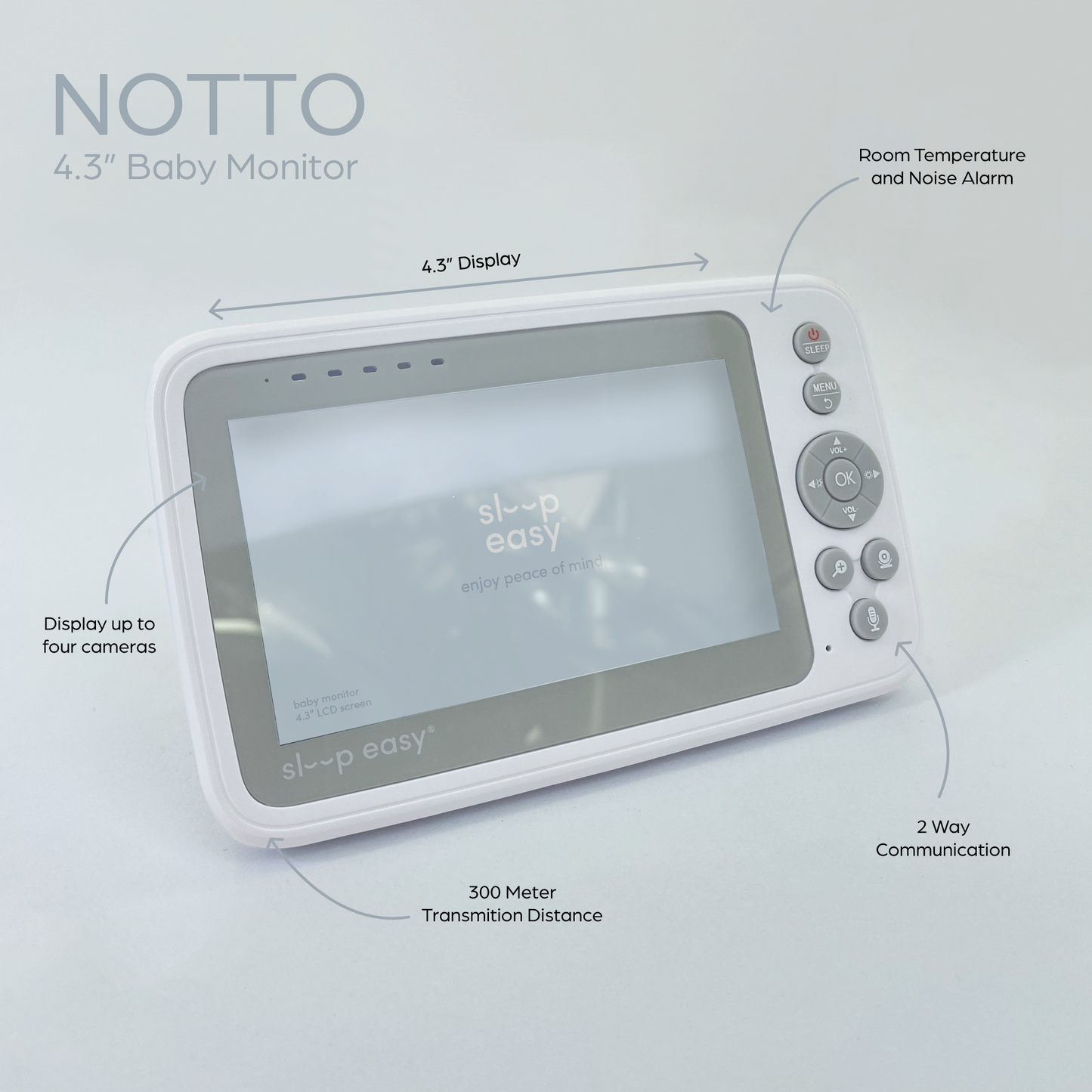 Notto - 4.3'/10.9cm Crystal Clear Baby Monitor