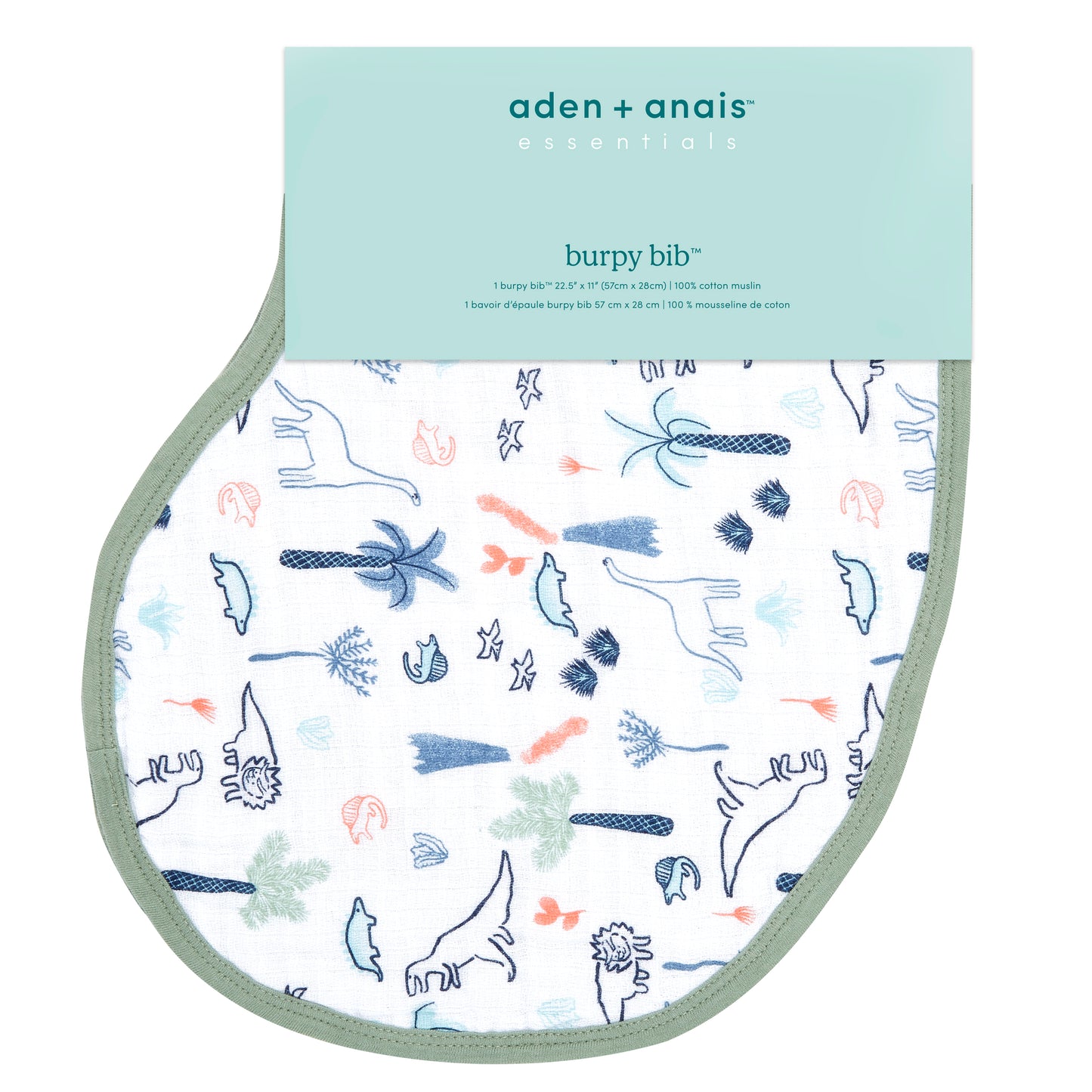 aden + anais dino time burpy bib single