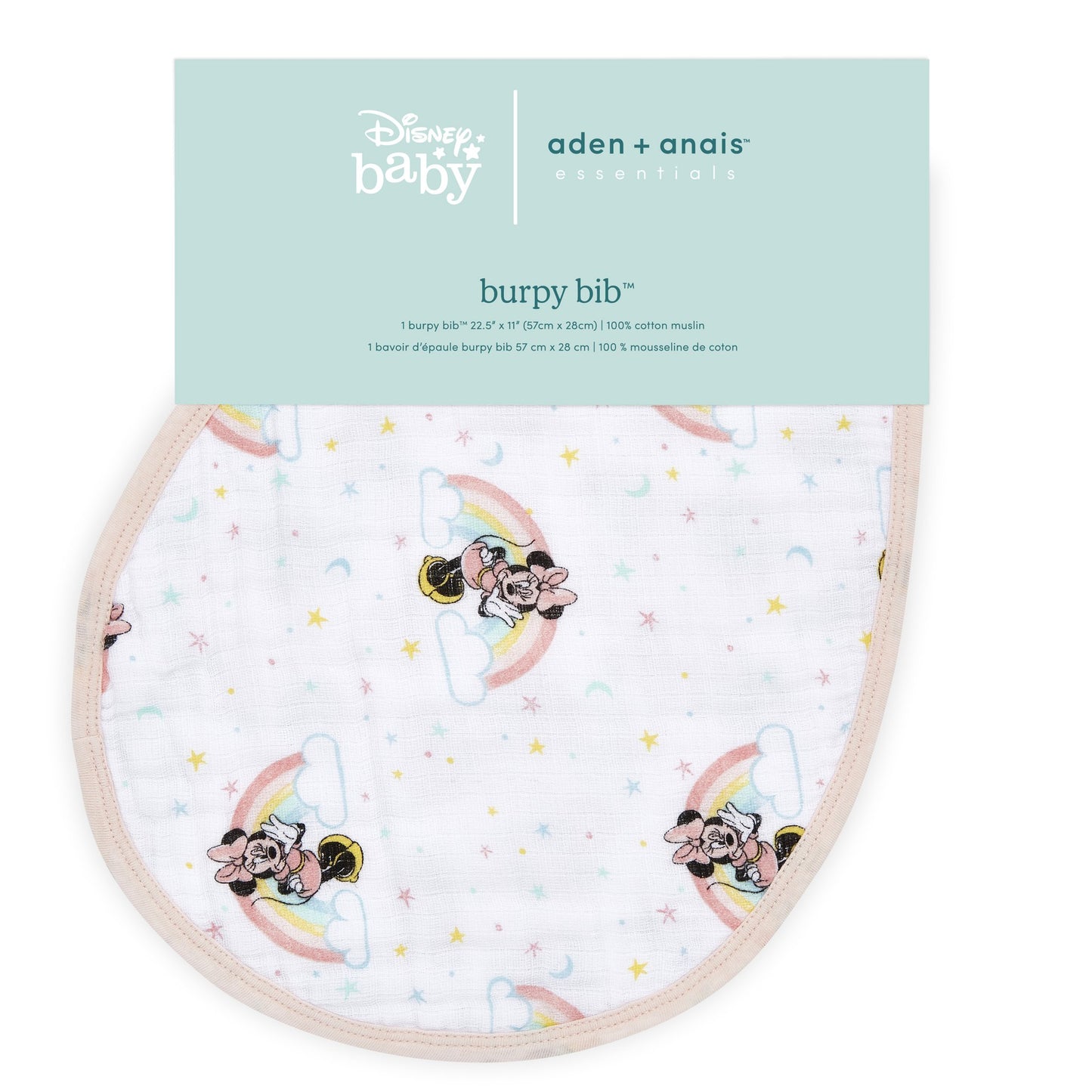 aden + anais Disney Minnie rainbows bib single