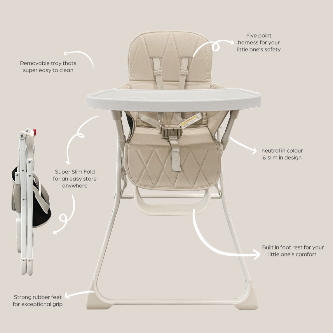 Super Slim Flat Fold High Chair