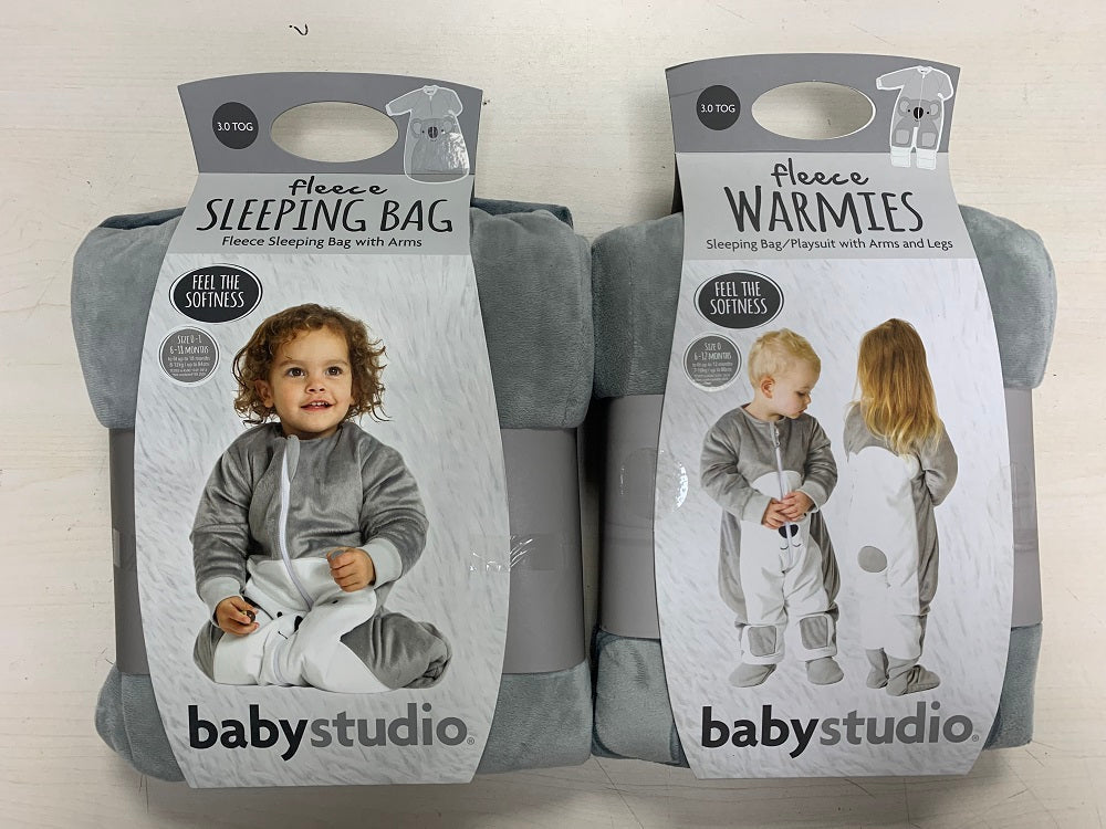 babystudio warmies with arms and legs cotton/fleece 3.0 tog - polar bear & koala bear