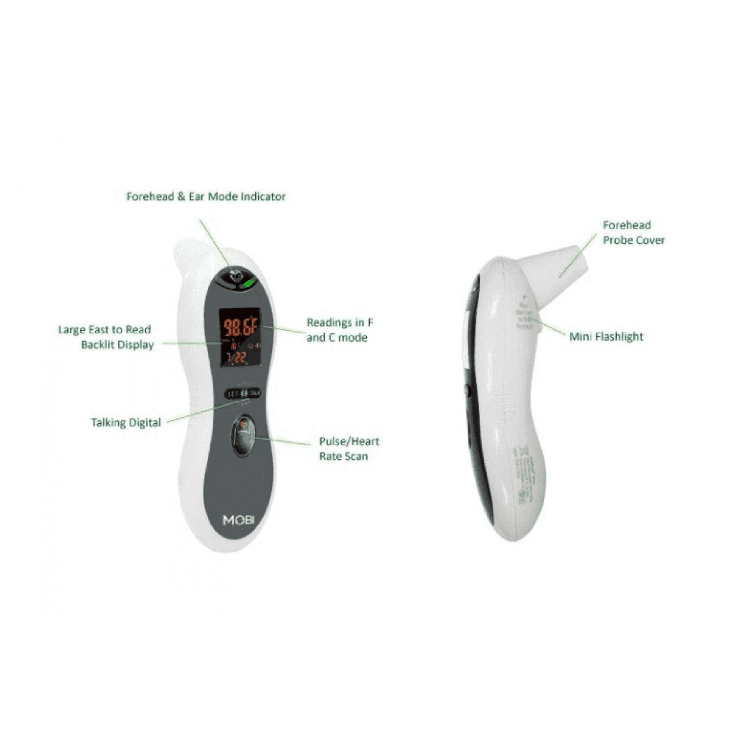 Mobi 2-in-1 Digital Baby Thermometer and Pulse Reader