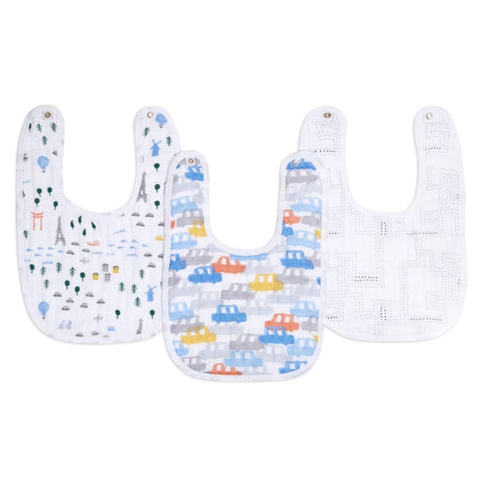 aden + anais little big world classic 3-pk snap bibs