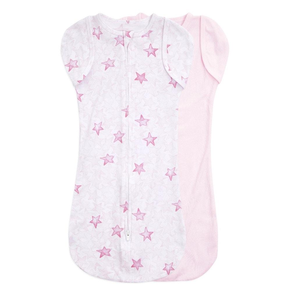 essentials twinkling stars pink 0-3m Snug Swaddle 2pk