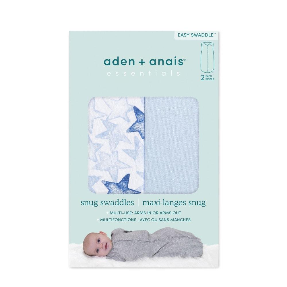 essentials twinkling stars blue 0-3m Snug Swaddle 2pk