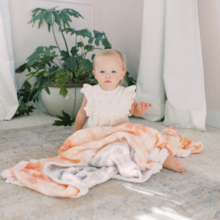 aden + anais Koi Pond Cherry Blossoms silky soft bamboo muslin dream blanket