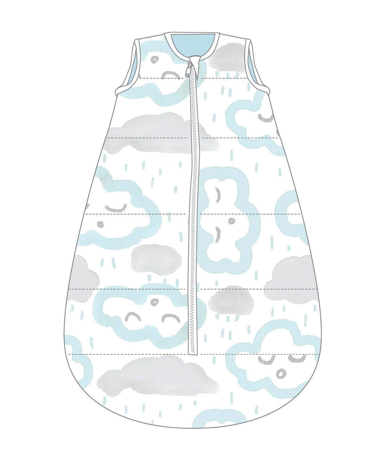 Studio Bag No Arms Cotton 6-18m 1.0 TOG CLOUDS PEPPERMINT